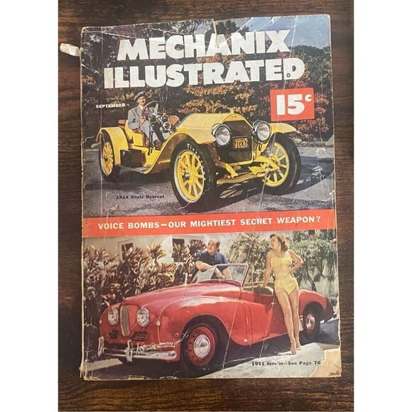 Vintage Antique Auto Reprints 5 Wood Frame Set 1 Mechanix Illustrated ‘51 Magazi - Picture 2 of 7